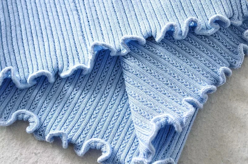 

Women Pretty Stitch Knit Polo Top Short Sleeve Knitted Tee