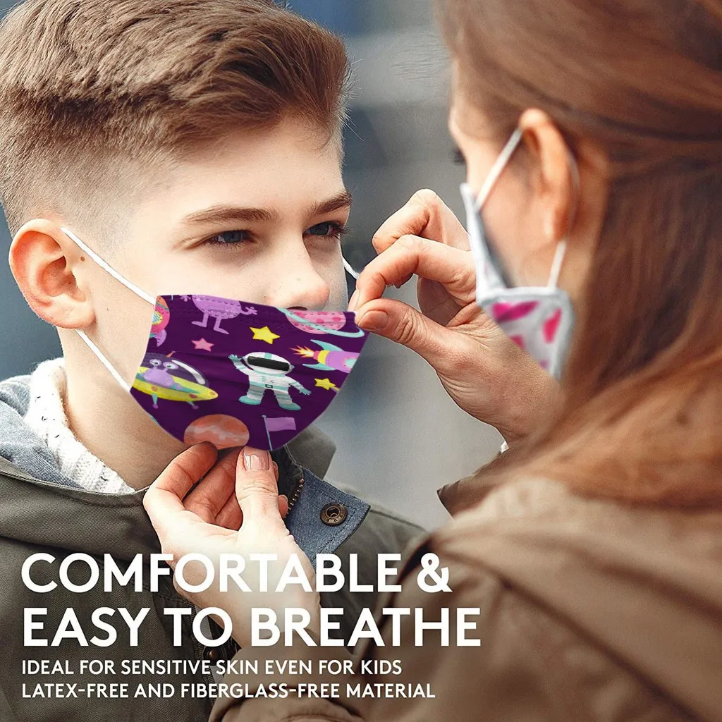 

3-PLY Lovely Print Children's Mask Disposable Face Mask Industrial 3 Ply Ear Loop Filter Fashion Washable Reusable face shield