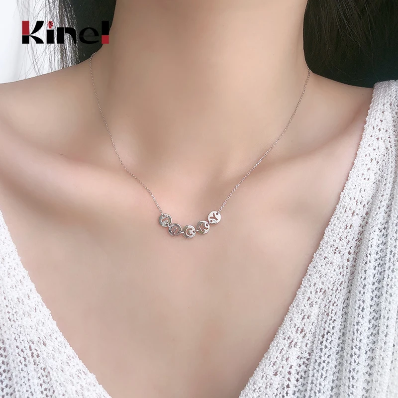 

Kinel Lucky Letter 925 Sterling Silver Necklace INS Simple Silver Necklace Women Wedding Party Jewelry Gift Free Delivery