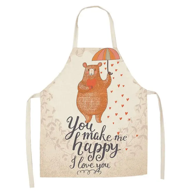Kitchen Aprons Unisex Linen Animal Seris Bear Crocodile Print Dinner Cooking Bib Funny Pinafore Cleaning Apron WQ189 | Дом и сад