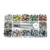 400 sets 5mm multi color grommets kit metal eyelets with installation tools and instructor in clear box