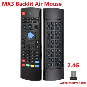MX3 с подсветкой Air Mouse T3 Smart Remote Control 2,4G RF беспроводная клавиатура с голосовым микрофоном для X96 tx3 H96 для Android TV Box