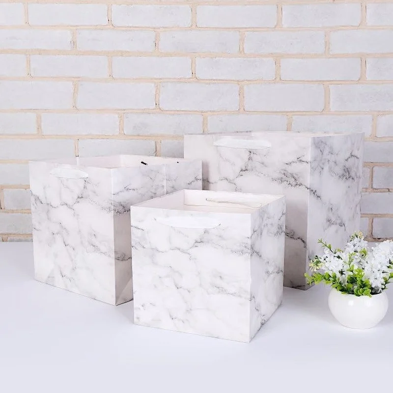 Подарочные коробки в мраморном стиле 12 шт. Подарочная коробка из крафт бумаги для