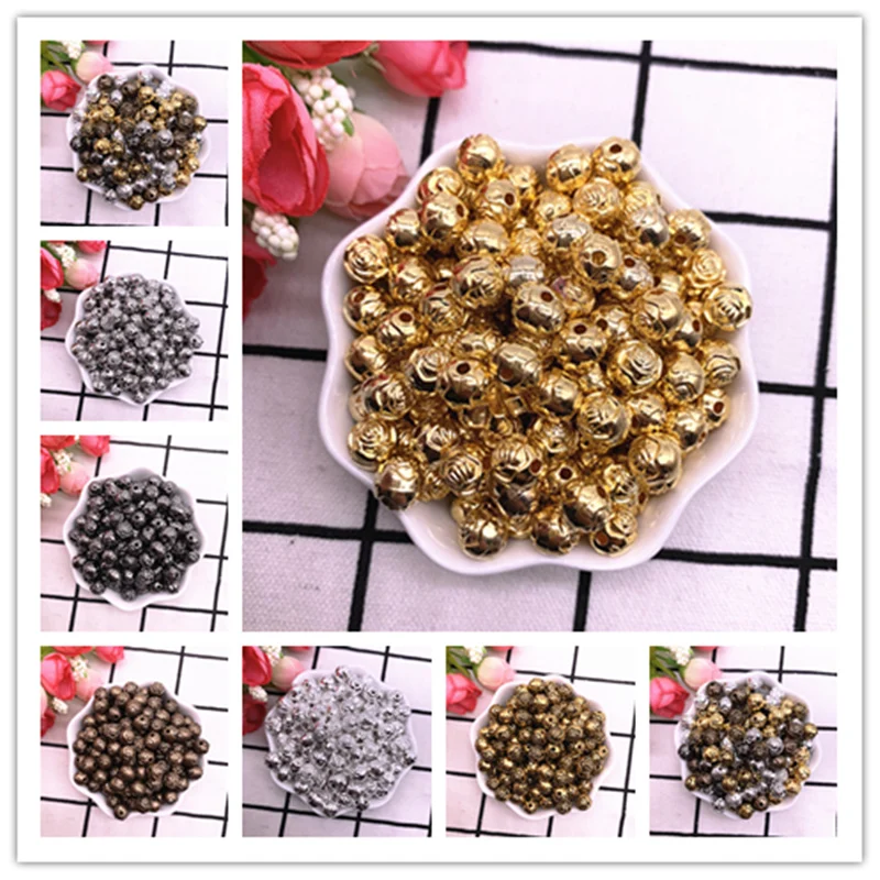 Бусины в виде цветочного шара бусины из АБС пластика с золотым/серебряным