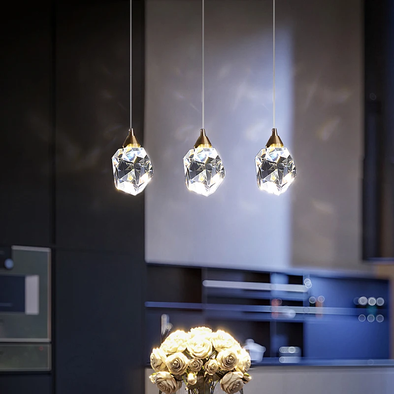 

Nordic modern crystal dining room Pendant Lights bedroom living room simple creative personality three head Pendant Lights