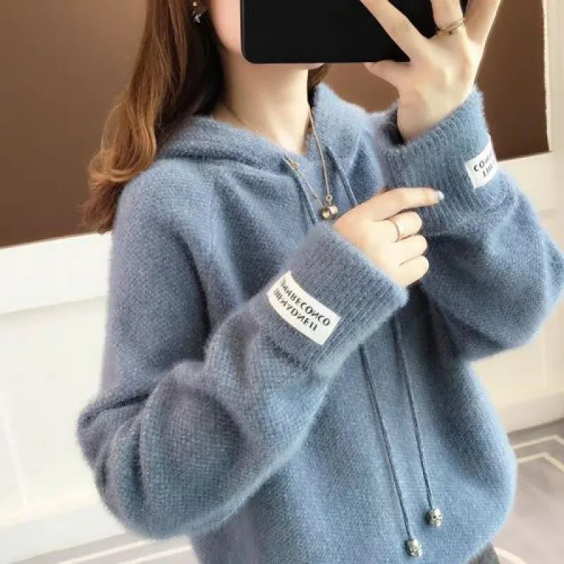 

2022 Women2022 New Loose Outside Wearing Pullovers Female Thickening Languid Imitated Mink Hooded Fleece Render Unlined Upper Ga