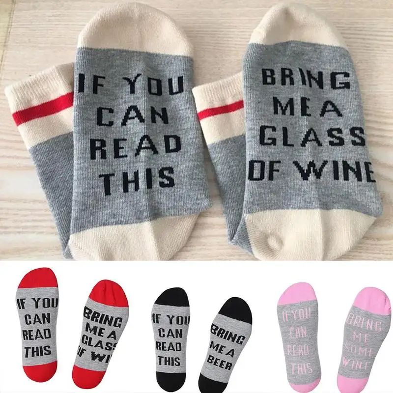

2020 New Men Women Wine Socks If You Can Read This Bring Me A Glass Of Wine Socks