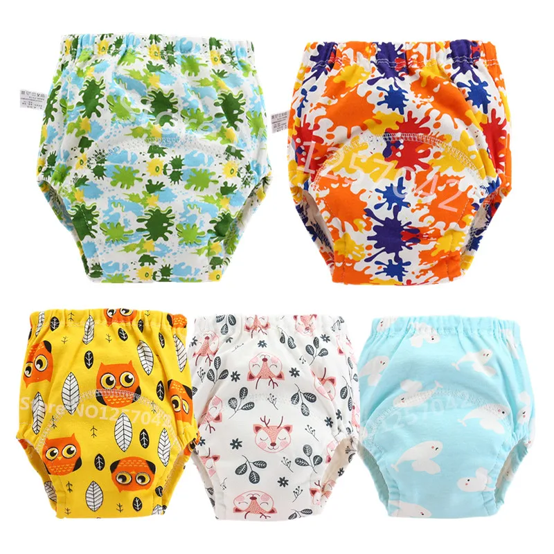 5 шт. Детские хлопковые тренировочные штаны трусы многоразовые подгузники из
