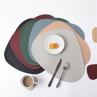 1 piece pu coaster waterproof and oil proof coaster oval coaster tableware insulation pad bowl placemat home decoration