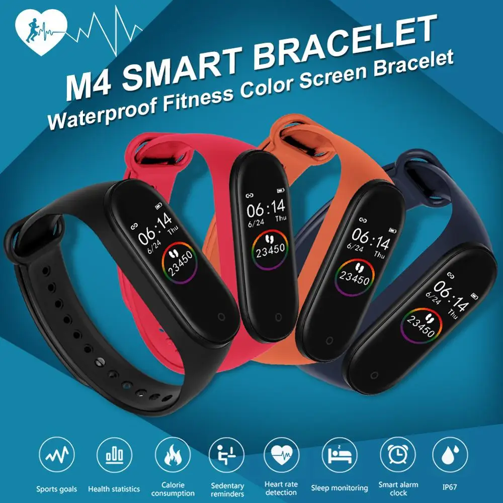

M4 Smart Wristband Waterproof Smart Watches Blood Pressure Heart Rate Monitor FitnessTracker Smart Band Sport Pedometer Bracelet