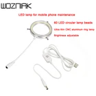 Ультратонкий Регулируемый кольцевой светильник с 60 светодиодный, осветительная лампа с USB-разъемом для микроскопа, пистолета и паяльной станции, для ремонта телефонов