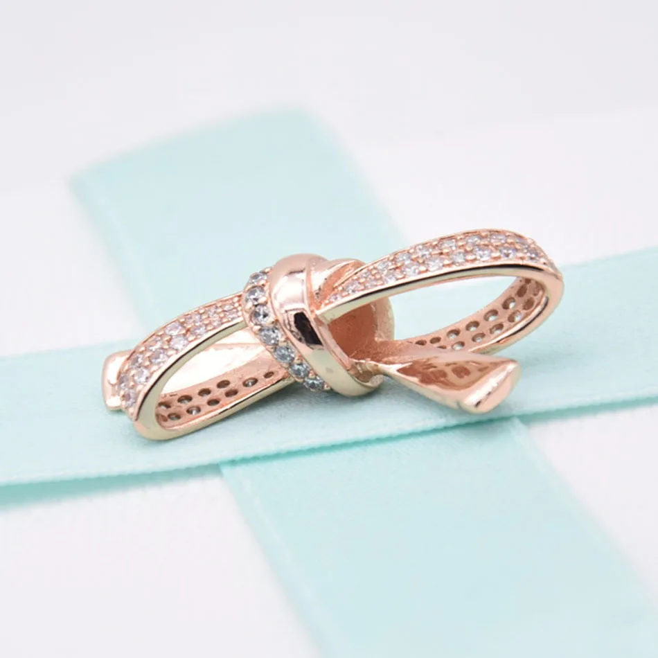 Подвеска-бант из розового золота на день матери подходят для бусин браслетов