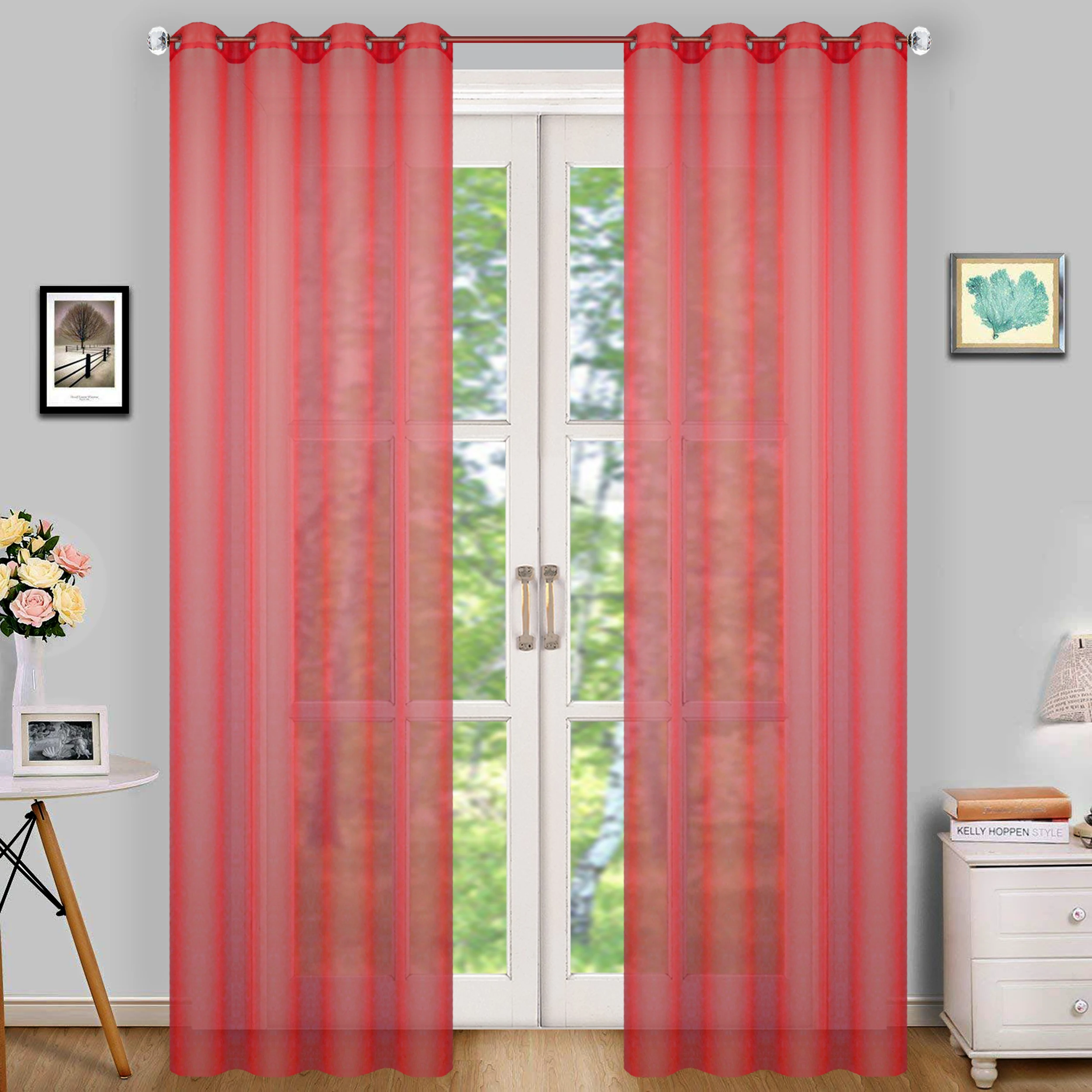 Летние современные окрашенные занавески из вуали Тюлевая ткань для гостиной