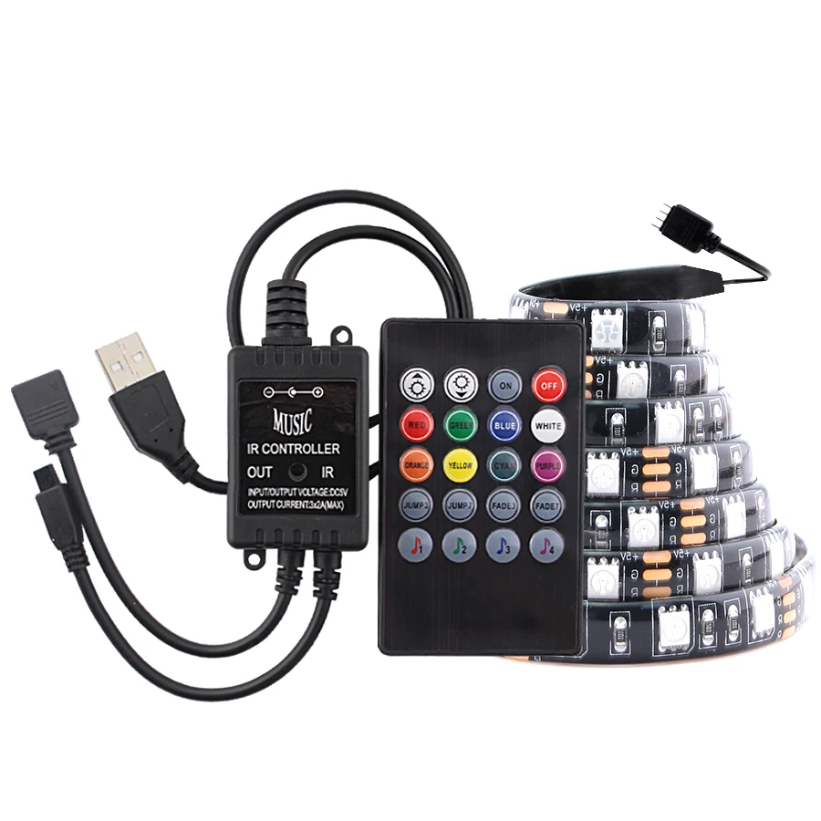Неоновая Светодиодная лента RGB 5050 BPCB 5 В USB водонепроницаемая м музыкальный пульт