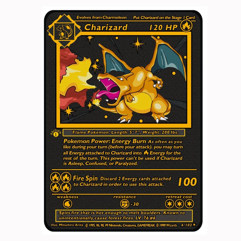 Карты Pokemon VMAX 11 видов Charizard Max на заказ металлические V Vmax cardrain Bow Gold Card-Hp 508 330 350