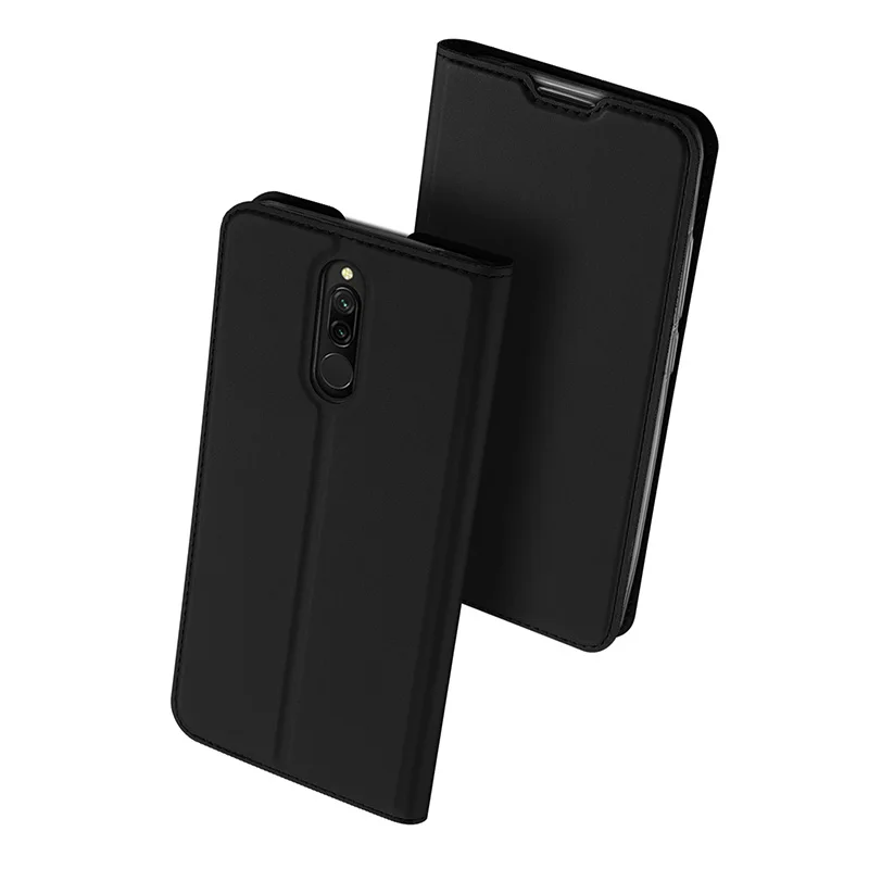 Чехол-книжка для Xiaomi mi Red mi 8, чехол-кошелек с подставкой из искусственной кожи и ТПУ, мягкий чехол-бампер, держатель для кредитных карт, чехол для телефона - Цвет: Черный