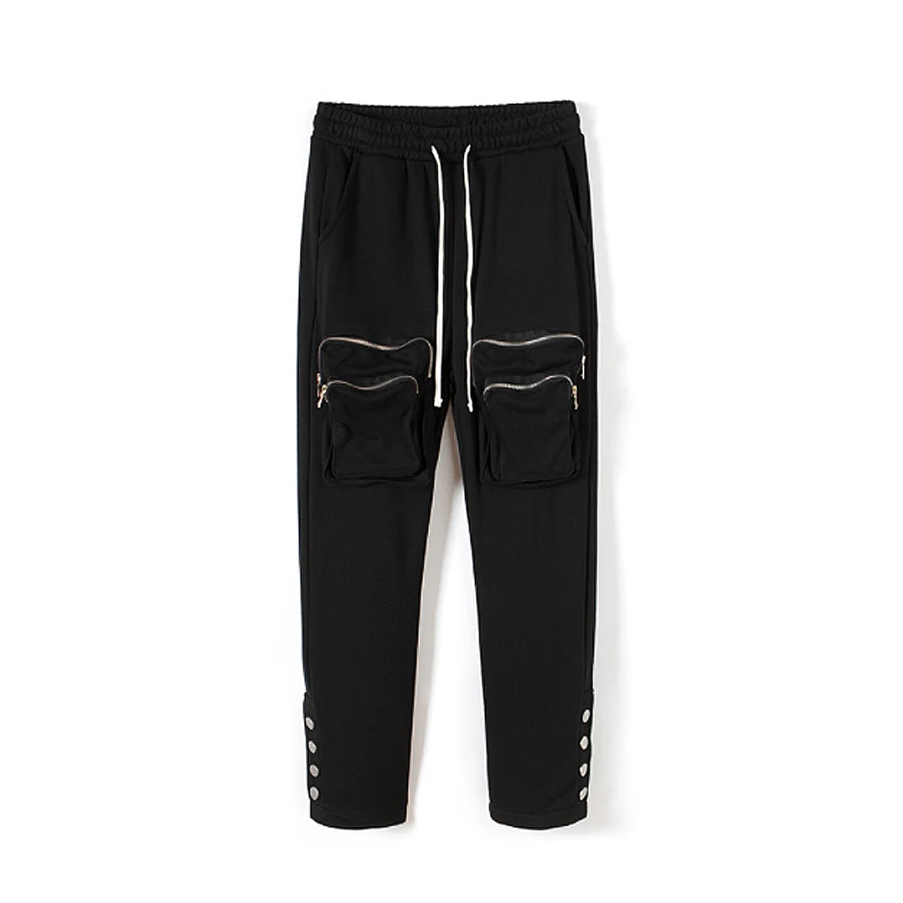 

2020 Winter Metal Button Tooling Bag Distressed Trousers Rock High Street Punk Casual Trousers
