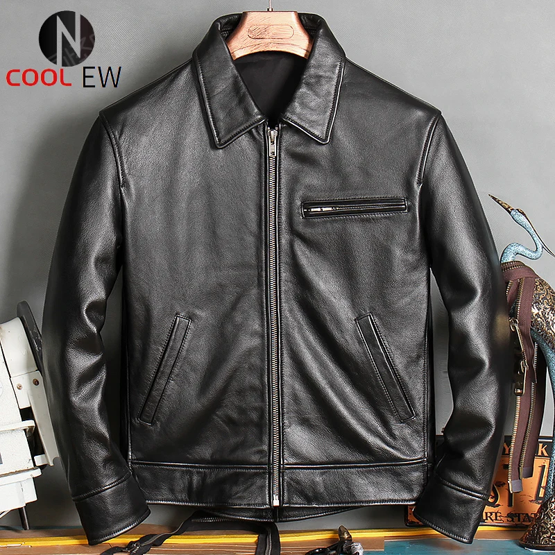 

Free shipping.2021 New arrival leather coat,casual Quality genuine leather Jacket,mens black Cowhide clothing.wholesales