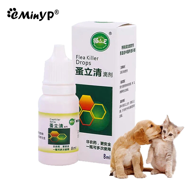 

Pet Dog Flea Killer Vitro Drops Long-Lasting Control Repel Fleas Ticks Lice Insect Remover For Cats Dogs 8ML