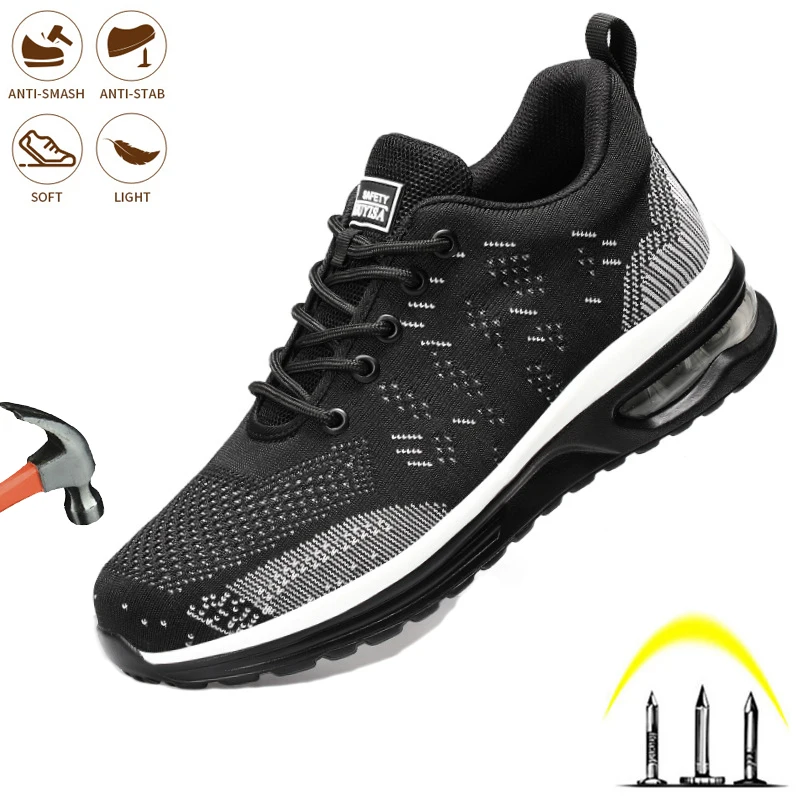 

Safety Work Shoes Men Steel Toe Cap Anti-piercing Indestructible Boots Non-Slip Anti-piercing Comfort Breathable Light Sneakers