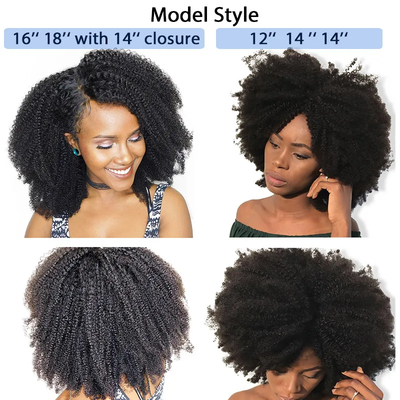 Монгольские афро кудрявые вьющиеся волосы пряди с закрытием 100% человеческие 4B 4C