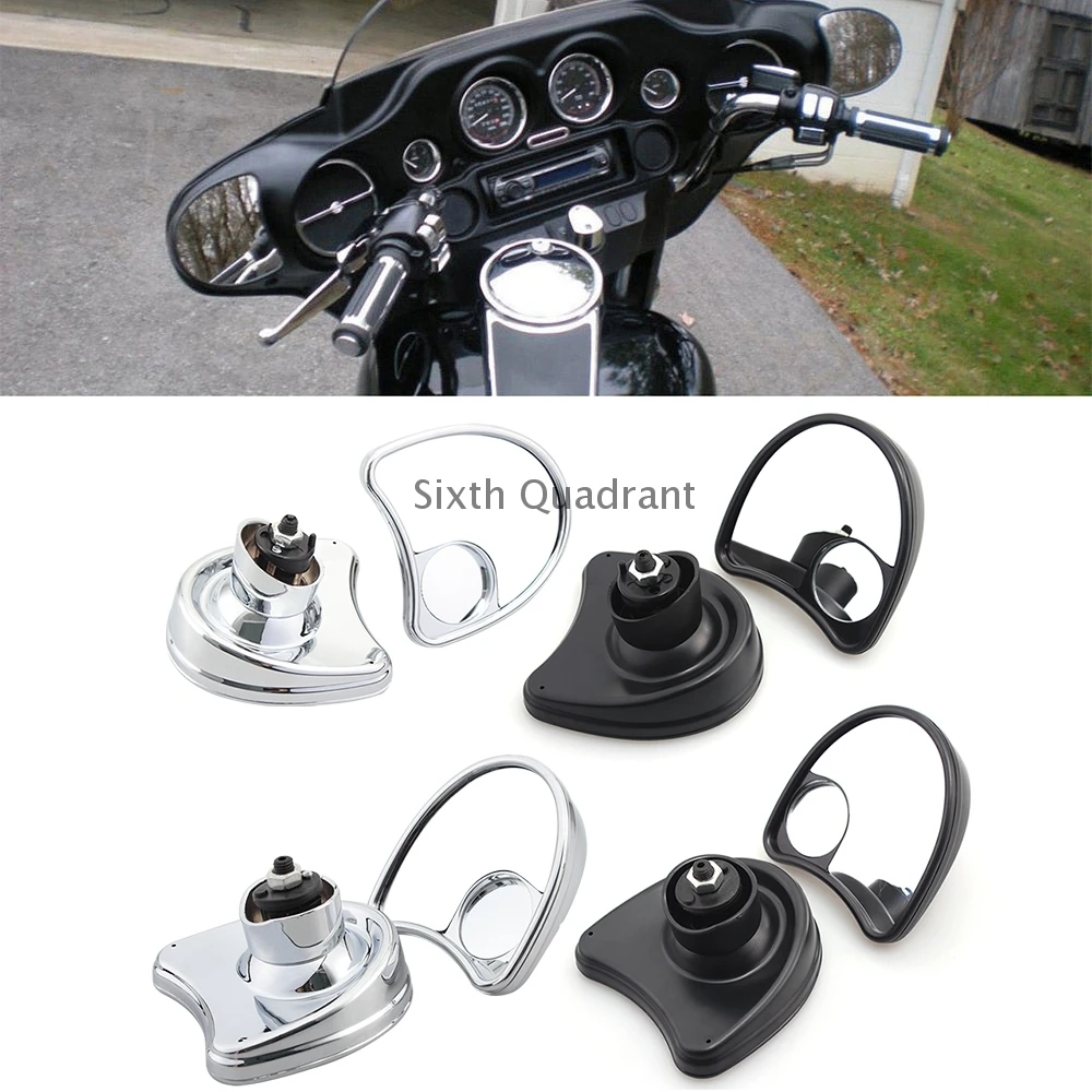

Chrome /Black Motorcycle Batwing Fairing Mount Side Rear Mirrors with blind spot mirror For Harley Electra Street Glide 2014-up