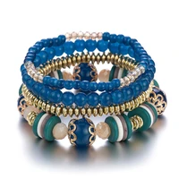4pcsset charm beads bracelets bohemia style glass beaded hand chain layered bracelet cocktail party women bracelet jewelry gift