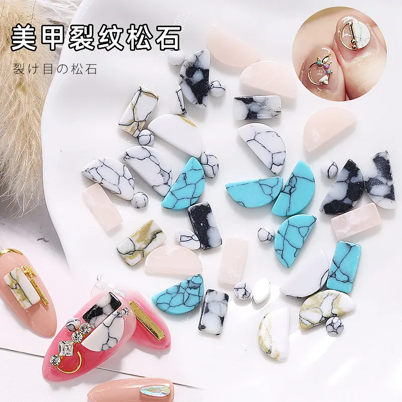 50 шт. японский Натуральный камень Цвета: белый розовый и зеленый мрамор ногтей