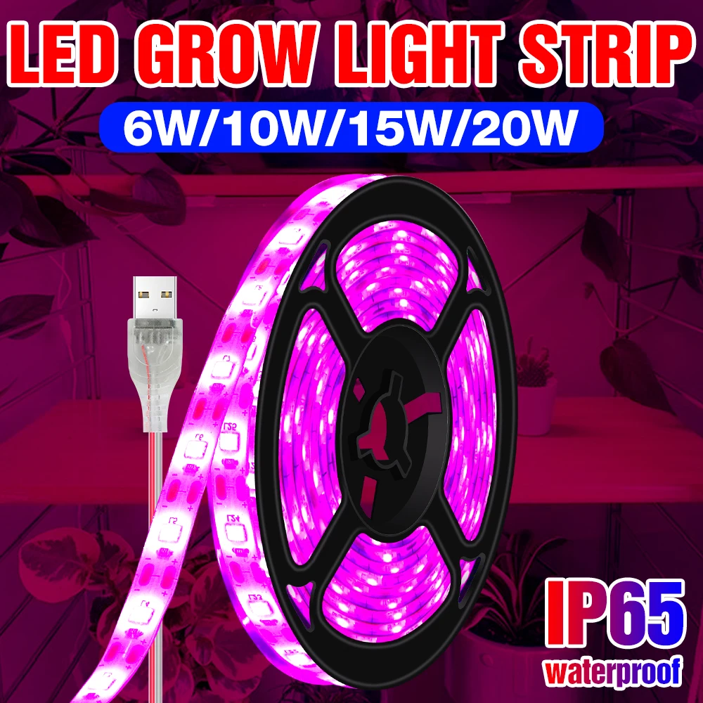 USB Full Spectrum Phytolamps Lamp LED Phyto Tape Lighting 5V Flexible Grow Light Strip Waterproof Plant Bulb Hydroponic SMD | Лампы и