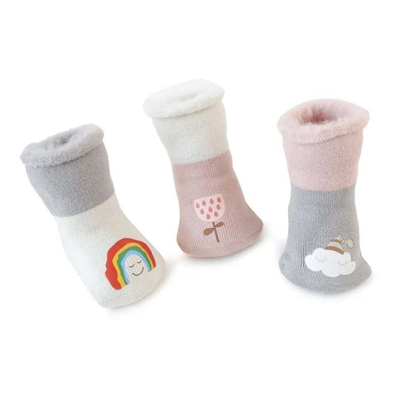 

3 Pair Baby Girl Rainbow Socks Cute Kids Newborn Boy Winter Floor High Knee Sock