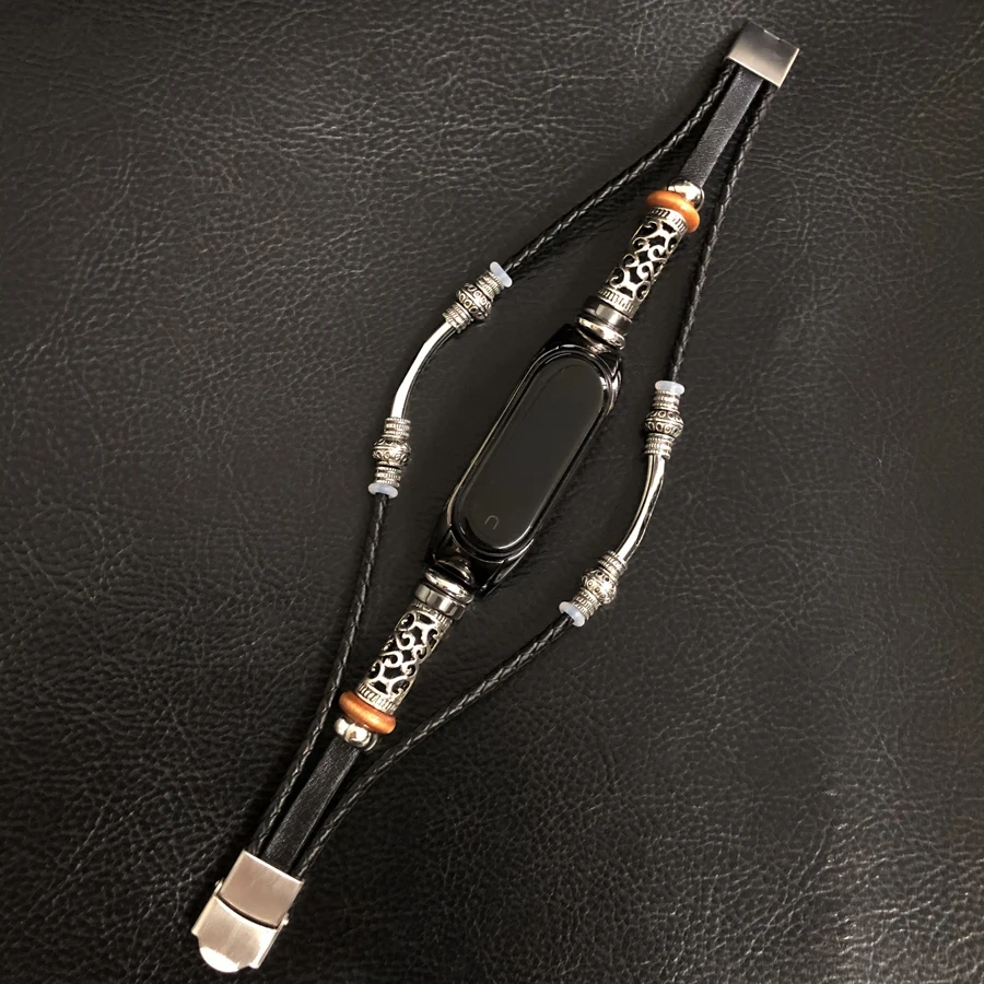 Ремешок для часов Mi Band 4 браслет в стиле ретро из натуральной кожи Плетеный