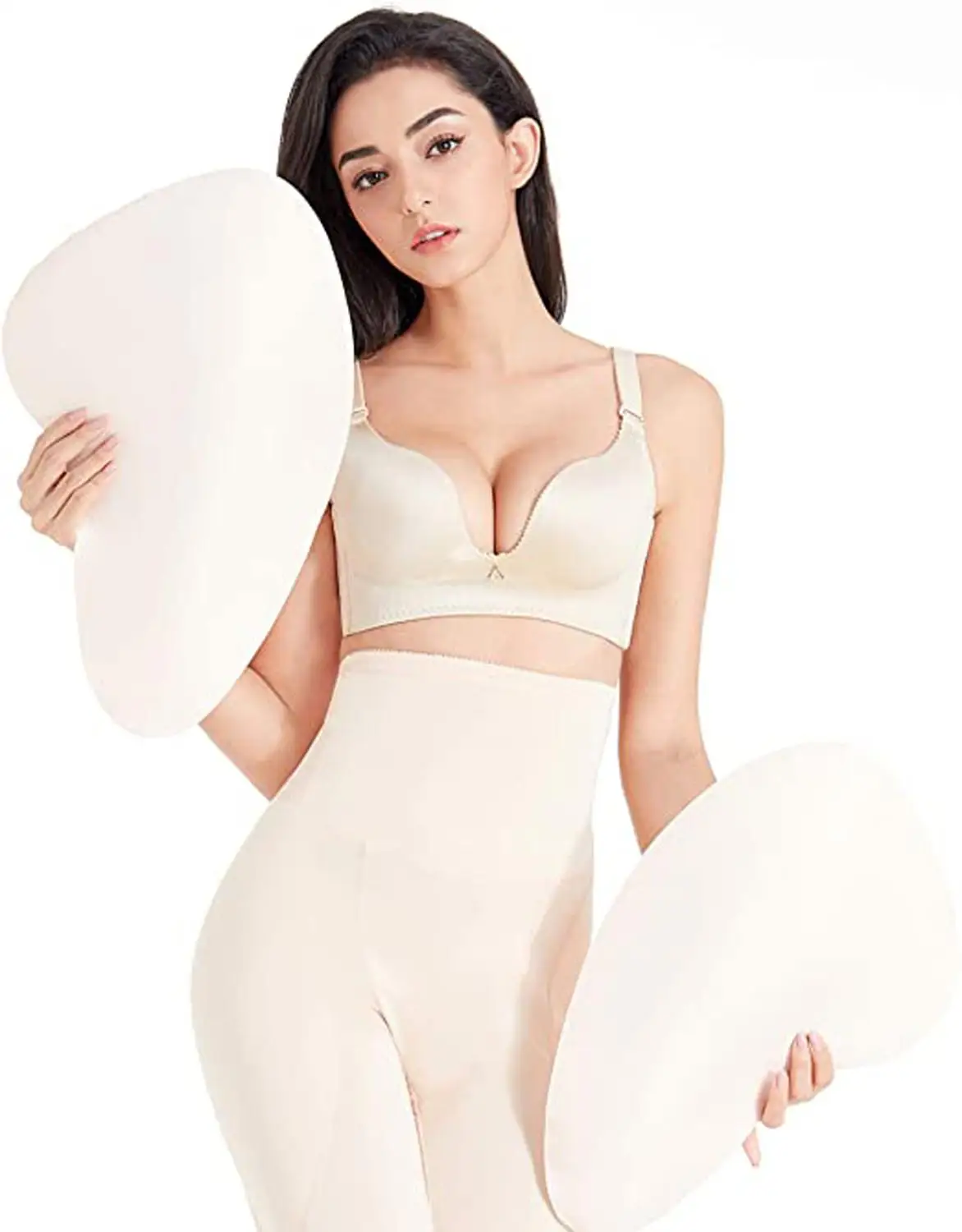 

High Waist Control Panty 2PS Sponge Pads Fake Ass Enhancer Butt Lifter Tummy Control Shapewear Ajusen for Women Crossdresser