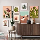 Картина на холсте с изображением растений, женщина, Обнаженная, современная картина на стену для гостиной, украшение на стену, цветы, плакаты и принты
