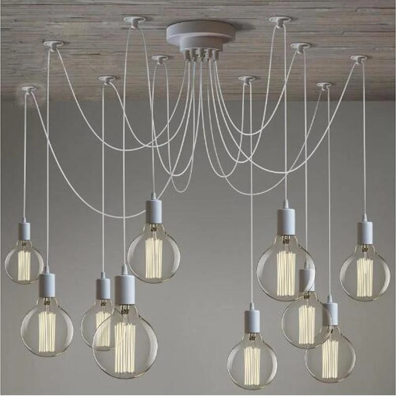 

Modern White/Black Lustre chandeliers 6-16 Arms Retro Adjustable Edison Bulb Lamp E27 Art Spider Ceiling luminaire Fixture