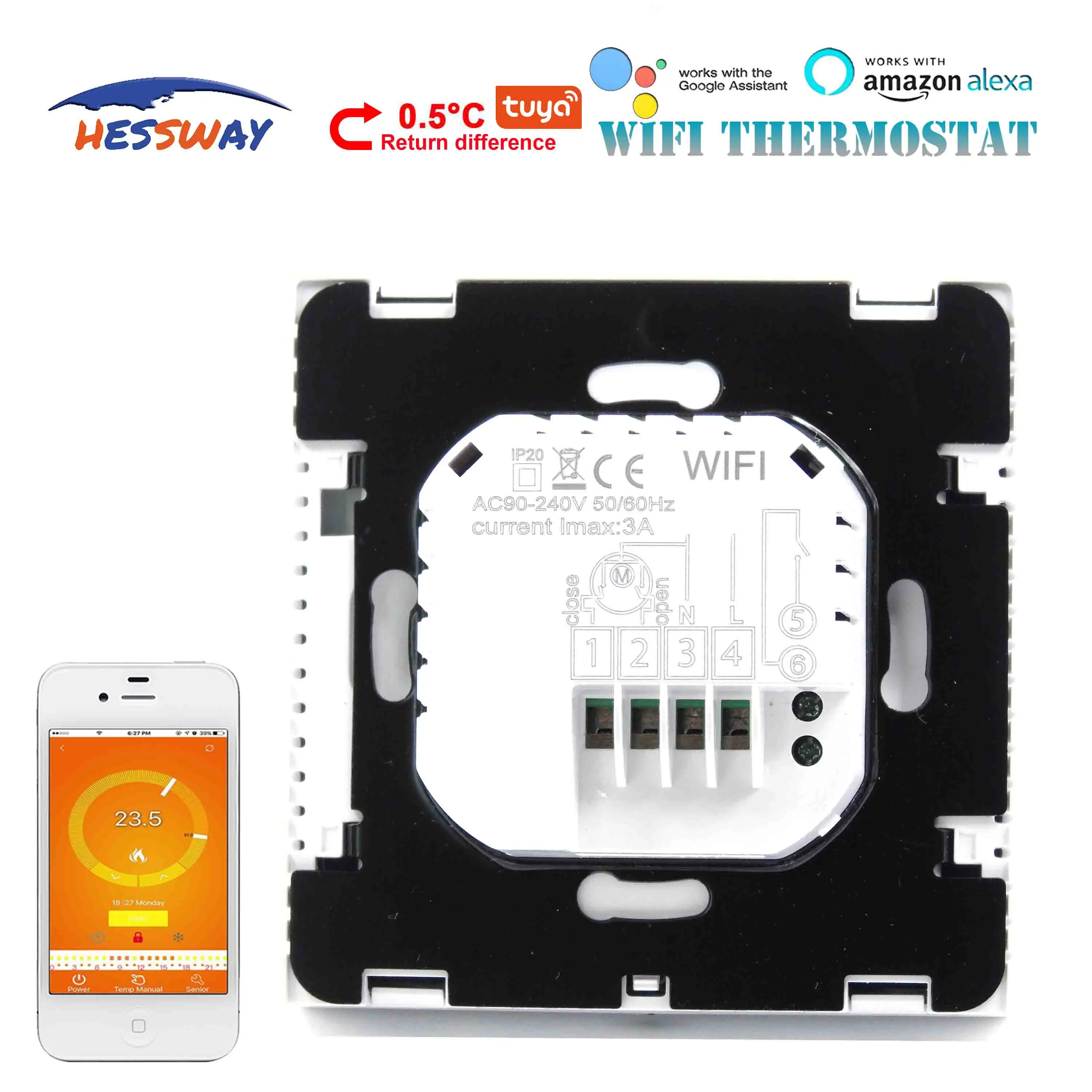HESSWAY TUYA 3A котел клапан радиатора Wi-Fi термостат для контроллера соединения 2-в-1 |