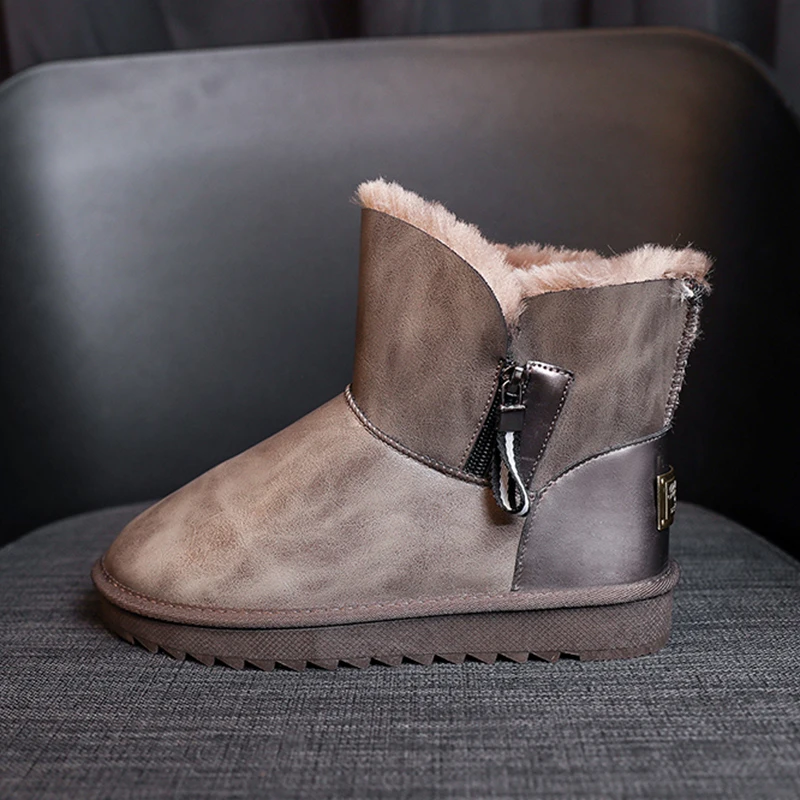 Повседневные зимние ботинки женская зимняя обувь с плюшевой подкладкой женские