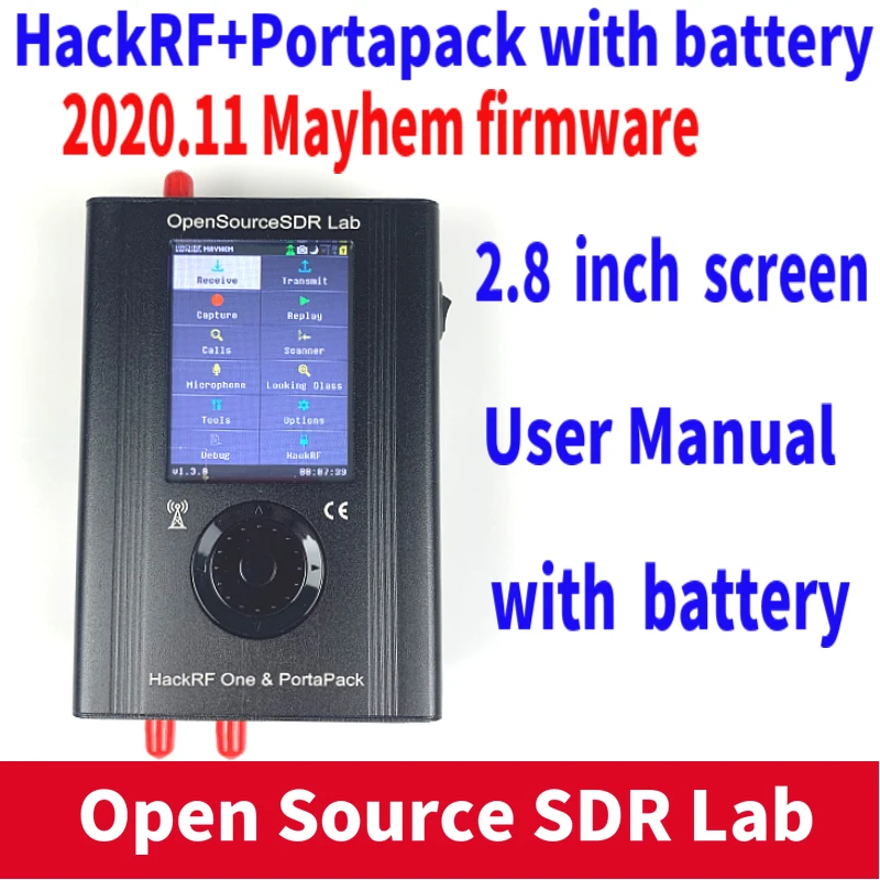 PORTAPACK с 2020 11 программным обеспечением Mayhem Flashed + HACKRF ONE 1 МГц до 6 ГГц SDR De аккумулятор