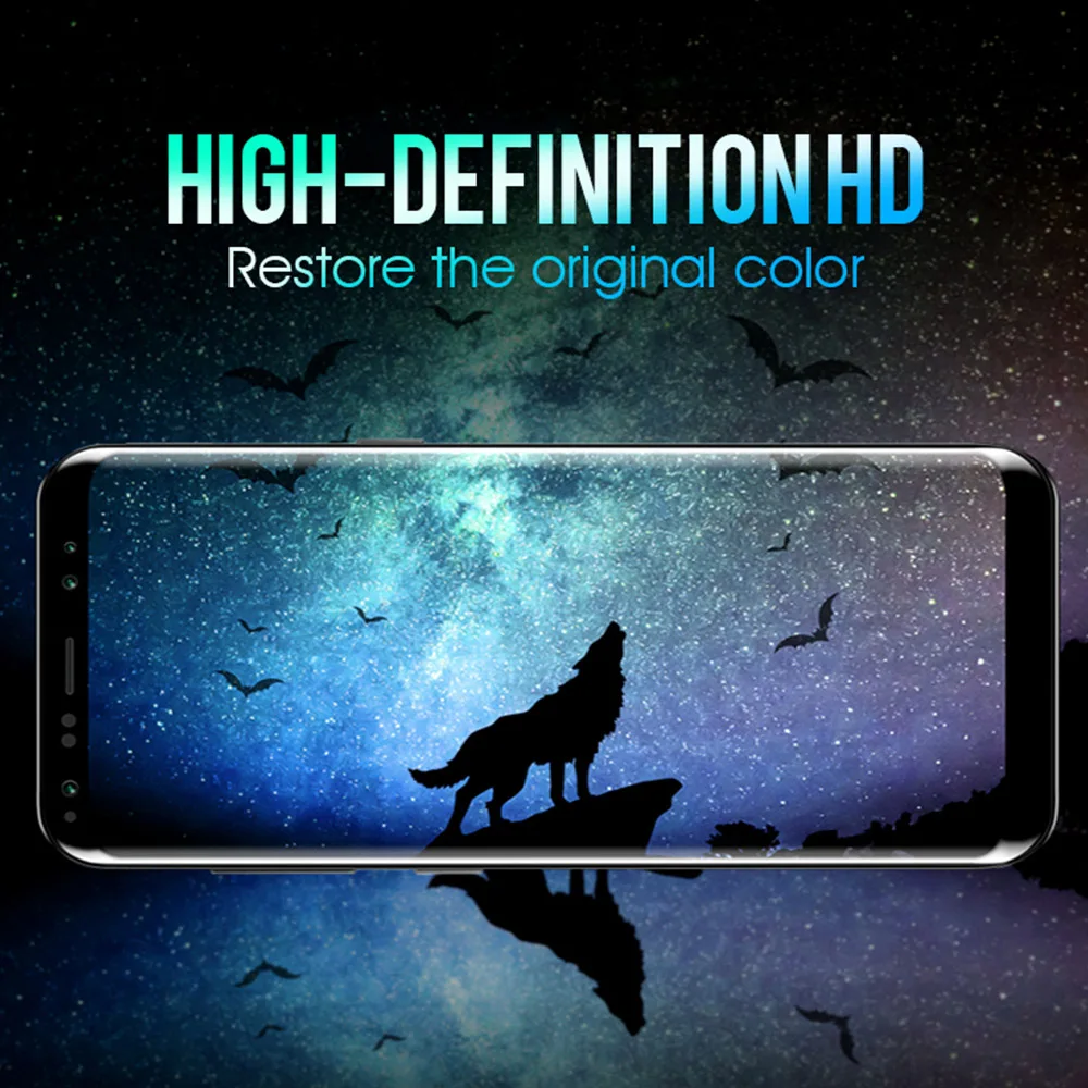 Роскошное изогнутое закаленное стекло 4D для Samsung Galaxy S8 S9 Plus Защитная пленка