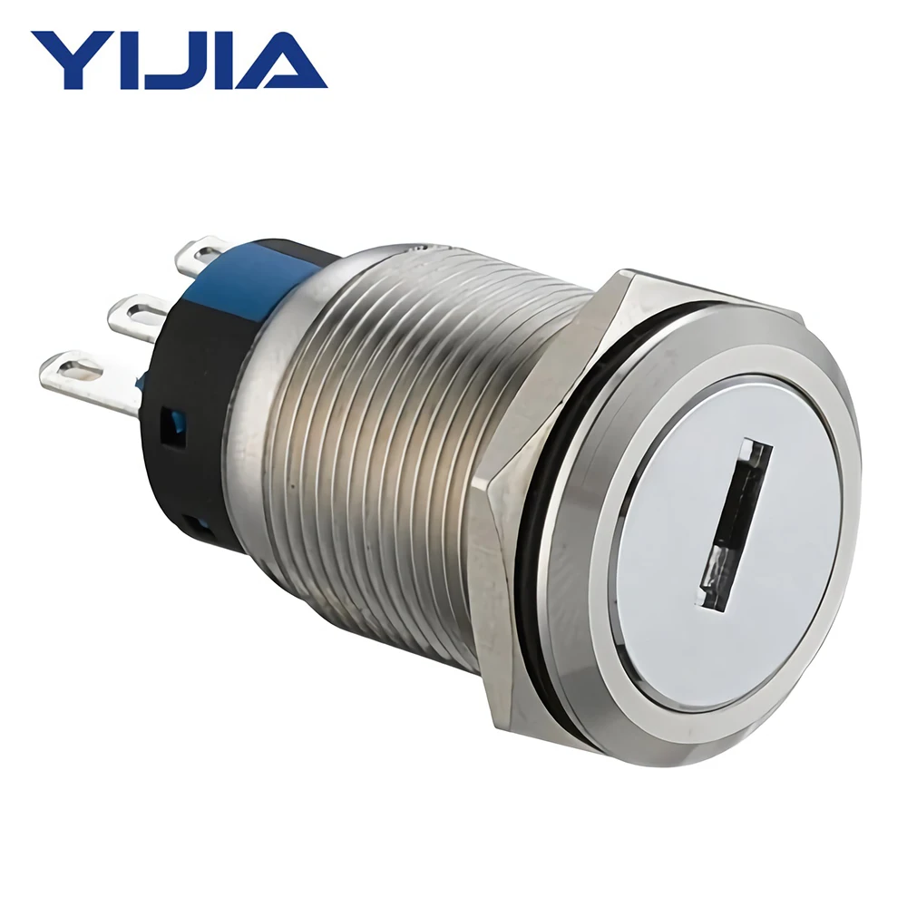 Двухпозиционная металлическая кнопка-селектор из нержавеющей стали 1NO1NC 22 мм