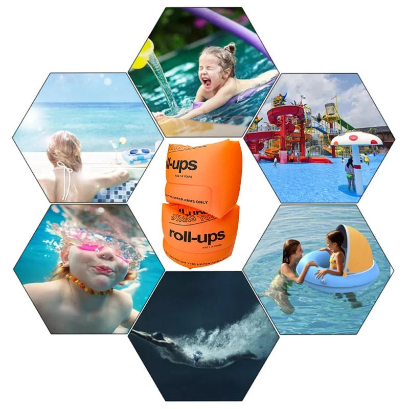 

1 Pair Inflatable Swim Arm Bands Flotation Sleeves Swimming Rings Floats Tube Armlets For Adults Bands PVC Floatation Sleeves