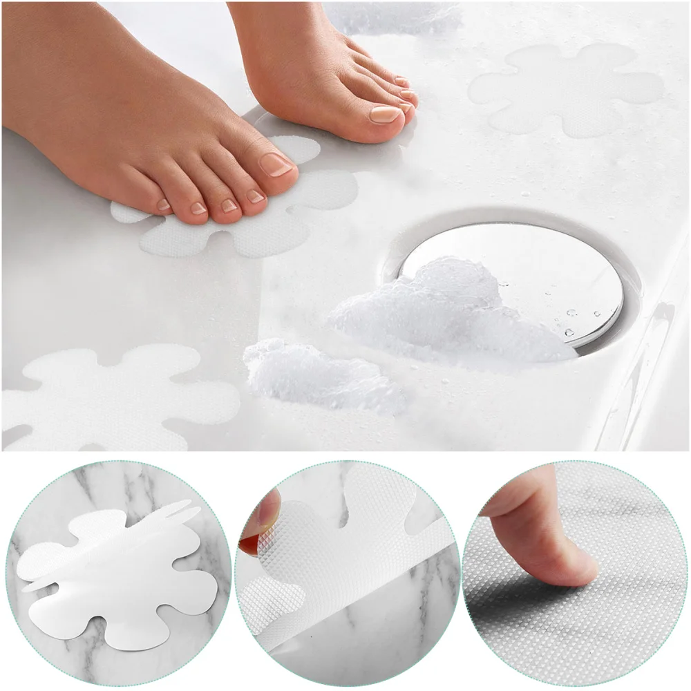 

OUNONA 20PCS Flower Shape PEVA Anti-slip Bathtub Stickers Decals Safety Bath Shower Treads 10CM (Transparent)