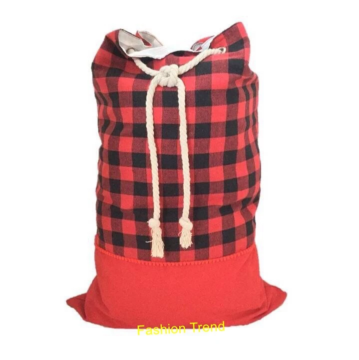 10 шт./лот buffalo Плед Санта мешок с холст помпон монограмма персонализировать