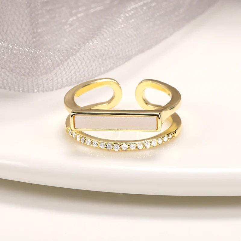 

Bohemian Gold Rings For Women Girls Geometric Square Flower Double Finger Ring Jewelry 2021 Party Elegant Accessories Gift