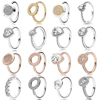 original 100 925 sterling silver pan ring with logo 100 925 rose gold love elegant large zircon ring