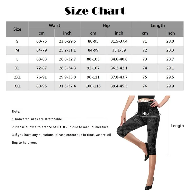 

Fitness Push Up Leggings 3/4 Lady's Pants Women High Waist Super Elastic Slim Plus Size 3XL Short Leggins