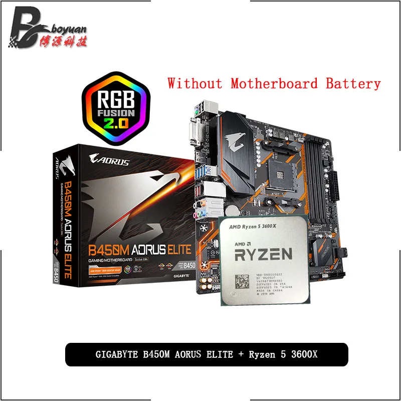Материнская плата AMD Ryzen 5 3600X R5 CPU + GA B450M AORUS ELITE Socket AM4 новая но без кулера |