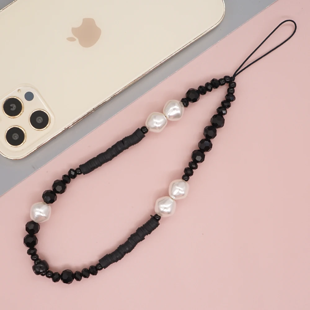 Go2Boho черные бусины из полимерной глины мобильная цепочка для женщин ювелирное