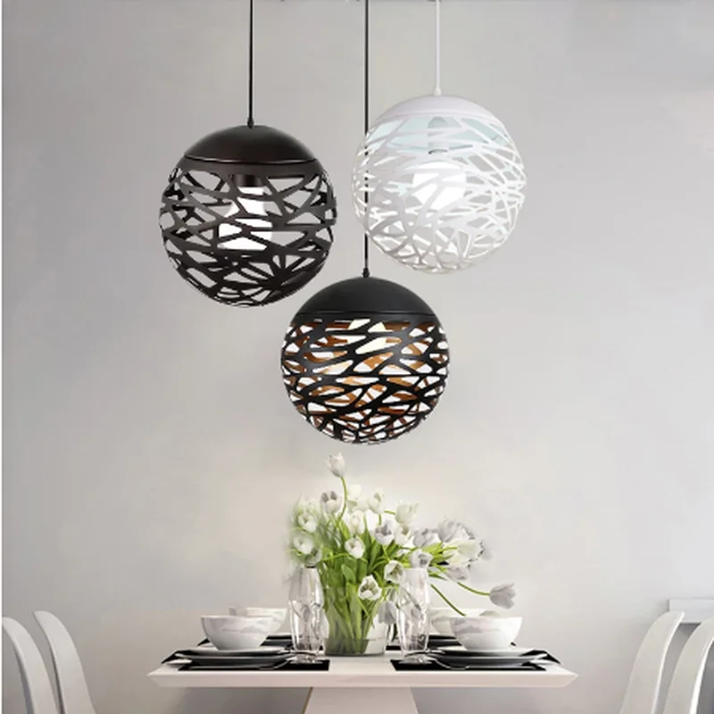 

Modern LED pendant light iron Hollow out metal ball lamp living room bedroom shop bar contemporary lighting fixture decoration