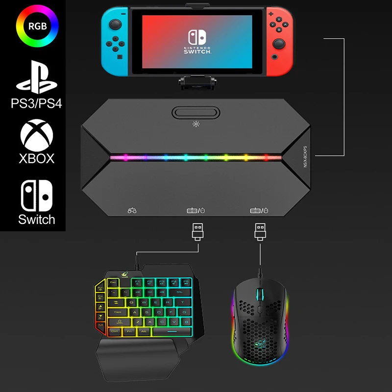

Switch Xbox PS4 Console Gamepad To Keyboard and Mouse Converter Gamepad for Nintendo Switch Console Keybord Mice Gaming Setup
