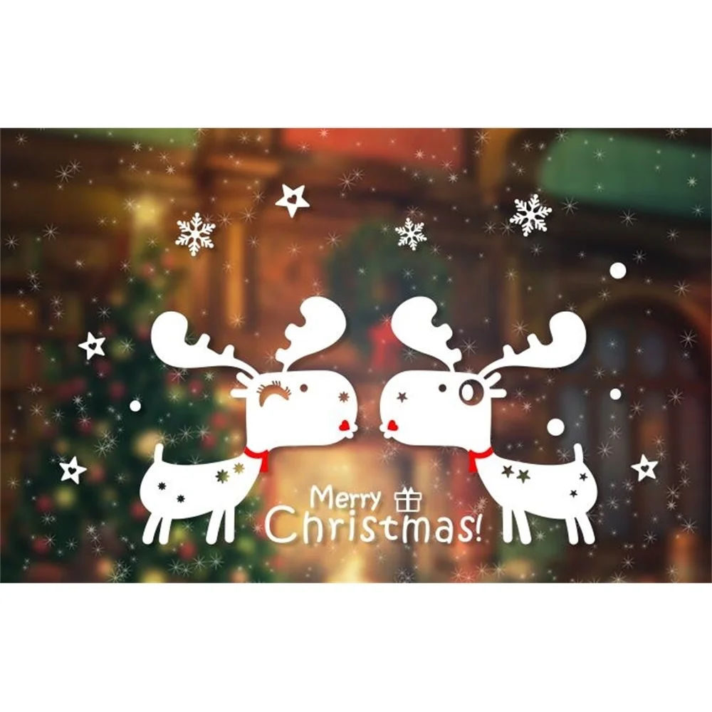 

Elk Christmas Snowflake Festival Atmosphere Decoration Store Shop Office Door Decoration Sticker Window Sticker Wall Sticker